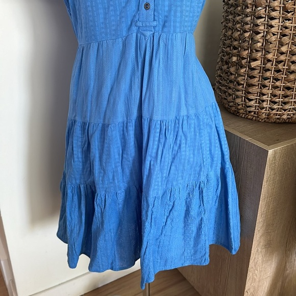 Anthropologie Blue Georgina Tiered Mini Dress Shirt Large - Picture 5 of 10